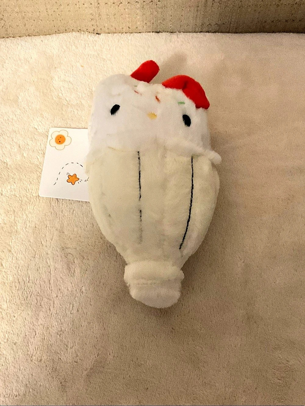 Sanrio Hello Kitty Ice Cream Cone Plush Keychain in White & Red